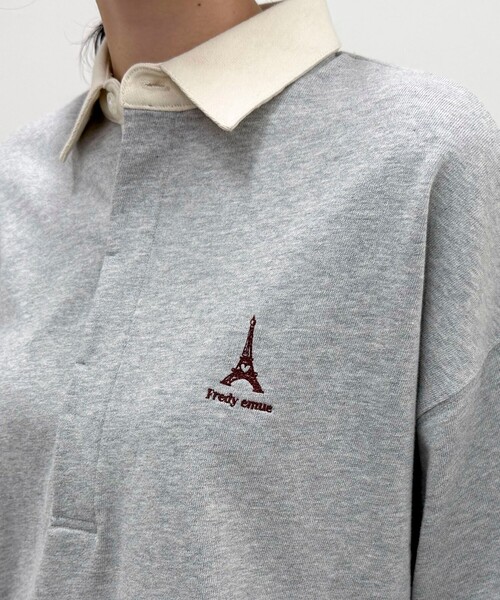 fredy emue（フレディエミュ）の「ワンポイント刺繍半袖ラガーシャツ（Tシャツ/カットソー・レディース・ライトグレー/グリーン系その他/ホワイト系その他/ブラック・38）」の22枚目の写真