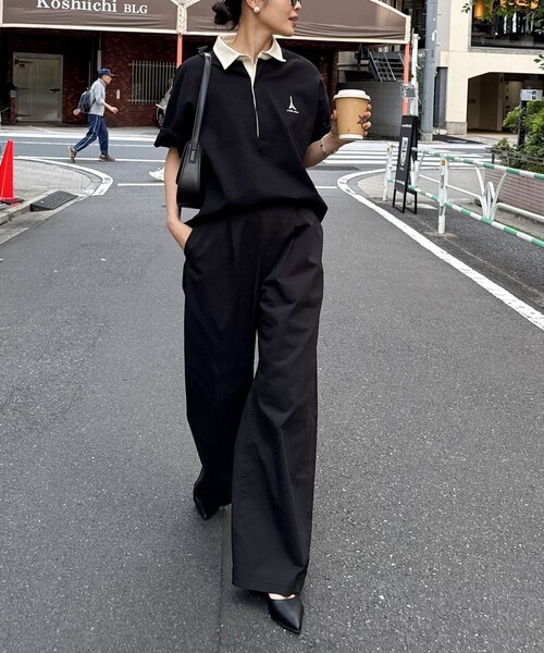 fredy emue（フレディエミュ）の「ワンポイント刺繍半袖ラガーシャツ（Tシャツ/カットソー・レディース・ライトグレー/グリーン系その他/ホワイト系その他/ブラック・38）」の5枚目の写真