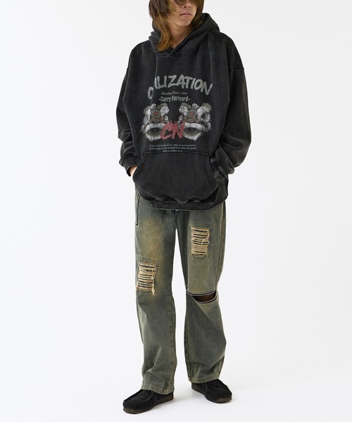 Vintage Like Two Face Print Hoodie / ヴィンテージ風ツーフェイス