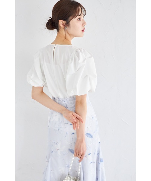 tocco closet（トッコ　クローゼット）の「袖パール付きスモッキングブラウス（シャツ/ブラウス・レディース・オフホワイト/ラベンダー/ブラック/バーガンディー・M）」の6枚目の写真