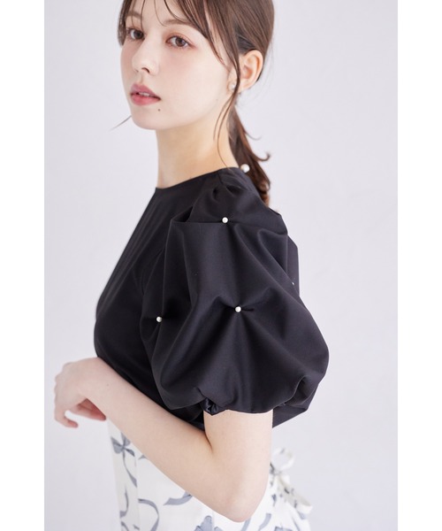 tocco closet（トッコ　クローゼット）の「袖パール付きスモッキングブラウス（シャツ/ブラウス・レディース・オフホワイト/ラベンダー/ブラック/バーガンディー・M）」の13枚目の写真