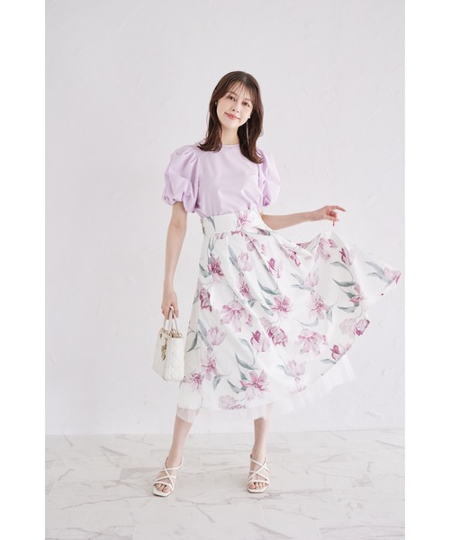 tocco closet（トッコ　クローゼット）の「袖パール付きスモッキングブラウス（シャツ/ブラウス・レディース・オフホワイト/ラベンダー/ブラック/バーガンディー・M）」の8枚目の写真