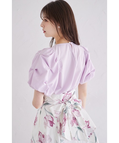 tocco closet（トッコ　クローゼット）の「袖パール付きスモッキングブラウス（シャツ/ブラウス・レディース・オフホワイト/ラベンダー/ブラック/バーガンディー・M）」の20枚目の写真
