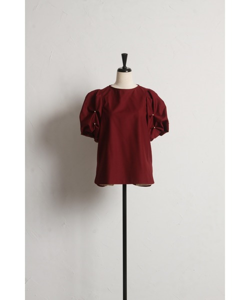 tocco closet（トッコ　クローゼット）の「袖パール付きスモッキングブラウス（シャツ/ブラウス・レディース・オフホワイト/ラベンダー/ブラック/バーガンディー・M）」の21枚目の写真