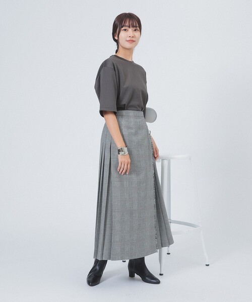 Demi-Luxe BEAMS（デミルクス ビームス）の「【1/9再値下げ】ポンチ ハーフスリーブ Tシャツ［手洗い可］（Tシャツ/カットソー・レディース・ホワイト/ダークブラウン・ONE SIZE）」の8枚目の写真