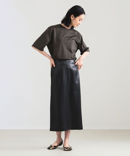 Demi-Luxe BEAMS（デミルクス ビームス）の「【1/9再値下げ】ポンチ ハーフスリーブ Tシャツ［手洗い可］（Tシャツ/カットソー・レディース・ホワイト/ダークブラウン・ONE SIZE）」の11枚目の写真