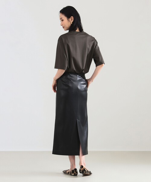 Demi-Luxe BEAMS（デミルクス ビームス）の「【1/9再値下げ】ポンチ ハーフスリーブ Tシャツ［手洗い可］（Tシャツ/カットソー・レディース・ホワイト/ダークブラウン・ONE SIZE）」の12枚目の写真