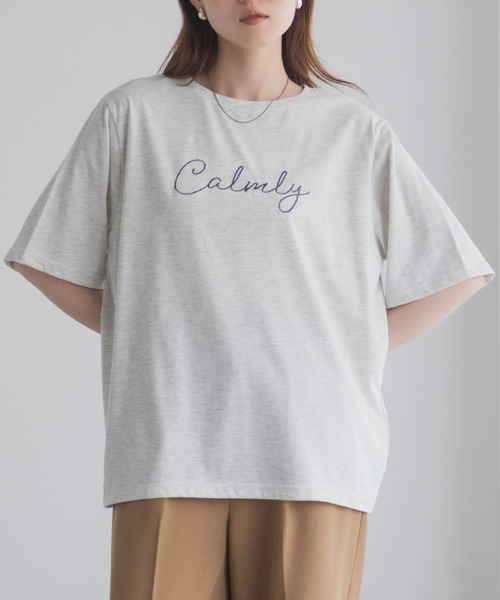 Mac-House(マックハウス)の「T-GRAPHICS メッセージ刺繍Tシャツ(Tシャツ/カットソー・レディース・カーキ/チャコールグレー/ホワイト・M/L)」の8枚目の写真