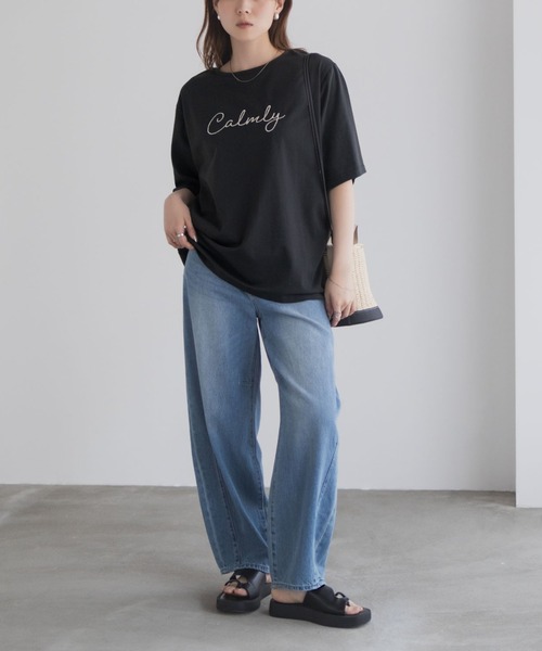 Mac-House(マックハウス)の「T-GRAPHICS メッセージ刺繍Tシャツ(Tシャツ/カットソー・レディース・カーキ/チャコールグレー/ホワイト・M/L)」の9枚目の写真