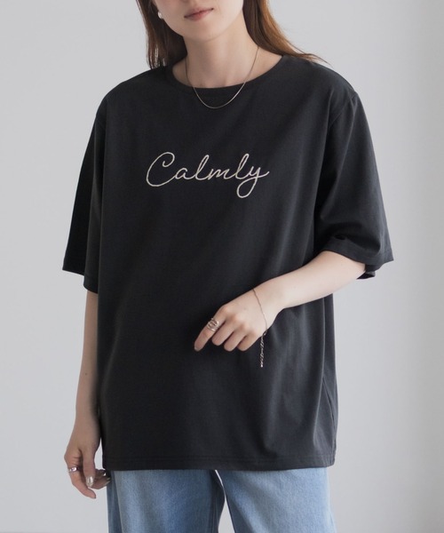 Mac-House(マックハウス)の「T-GRAPHICS メッセージ刺繍Tシャツ(Tシャツ/カットソー・レディース・カーキ/チャコールグレー/ホワイト・M/L)」の13枚目の写真