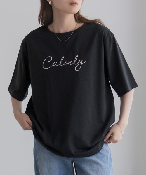 Mac-House(マックハウス)の「T-GRAPHICS メッセージ刺繍Tシャツ(Tシャツ/カットソー・レディース・カーキ/チャコールグレー/ホワイト・M/L)」の12枚目の写真