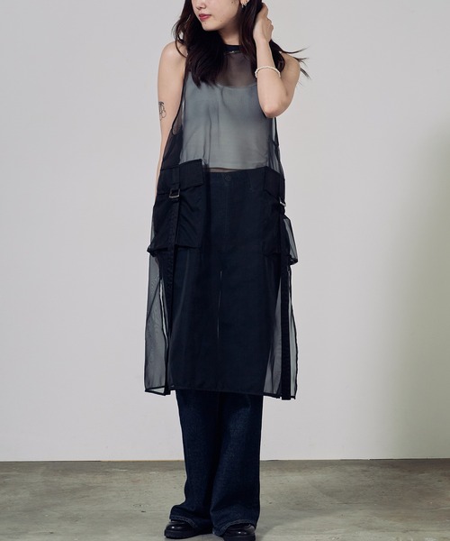 c/est(シーエ)の「c/est/シーエ ELSIE シア―チュニック 秋物 秋服 2026年秋冬(チュニック・レディース・ブラック/ベージュ・FREE)」の1枚目の写真