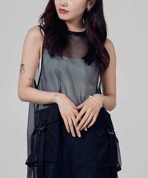 c/est(シーエ)の「c/est/シーエ ELSIE シア―チュニック 秋物 秋服 2026年秋冬(チュニック・レディース・ブラック/ベージュ・FREE)」の5枚目の写真