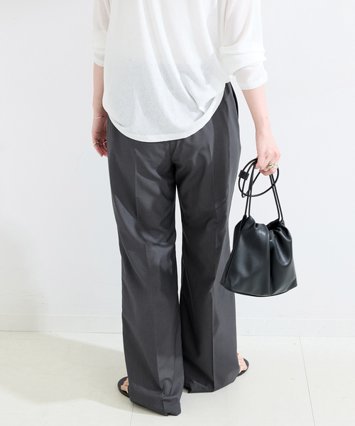 B.C STOCK（ベーセーストック）の「手洗い可 / ナチュラルフレアパンツ（スラックス・レディース・ブラウン/チャコールグレー・SMALL/MEDIUM）」の18枚目の写真