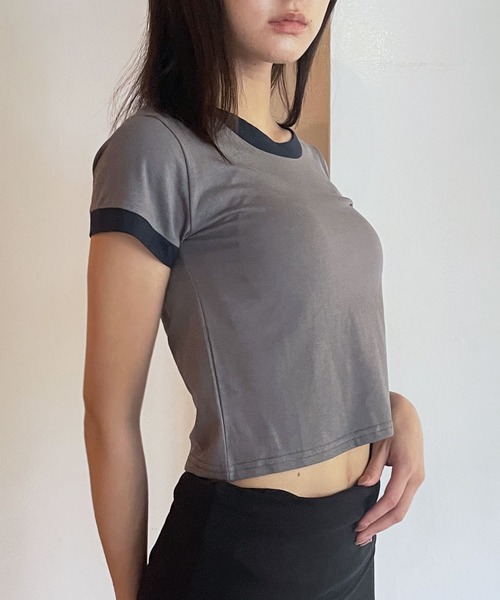 FOLLOWIN（フォロウィン）の「[FLW MADE]ベーシックカラーリンガーTシャツ（Tシャツ/カットソー・レディース・ネイビー/ブルー/グレー・FREE）」の10枚目の写真