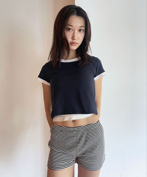 FOLLOWIN（フォロウィン）の「[FLW MADE]ベーシックカラーリンガーTシャツ（Tシャツ/カットソー・レディース・ネイビー/ブルー/グレー・FREE）」の4枚目の写真