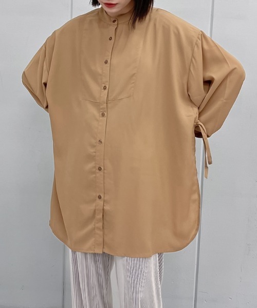 spiritoso(スピリトーゾ)の「【spiritoso】サイドリボンツイルブラウス(シャツ/ブラウス・レディース・ブラック/ベージュ・MEDIUM)」の6枚目の写真