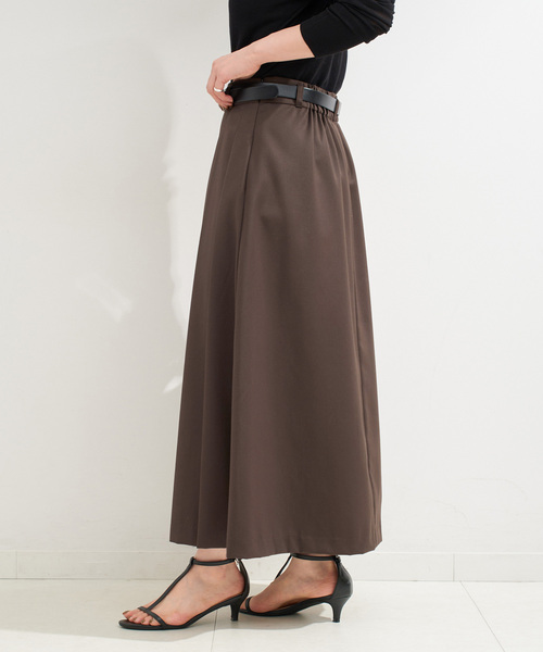 B.C STOCK（ベーセーストック）の「手洗い可 / ベルト付きダブルピッチタックスカート（スカート・レディース・チャコールグレー/ブラウン・FREE）」の15枚目の写真