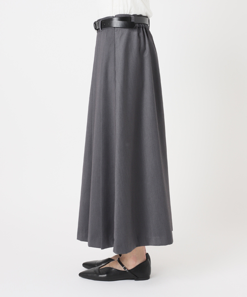 B.C STOCK（ベーセーストック）の「手洗い可 / ベルト付きダブルピッチタックスカート（スカート・レディース・チャコールグレー/ブラウン・FREE）」の19枚目の写真