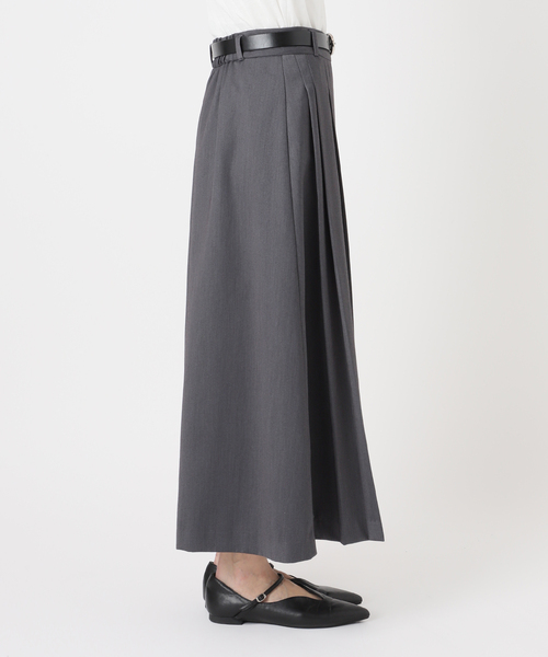 B.C STOCK（ベーセーストック）の「手洗い可 / ベルト付きダブルピッチタックスカート（スカート・レディース・チャコールグレー/ブラウン・FREE）」の21枚目の写真