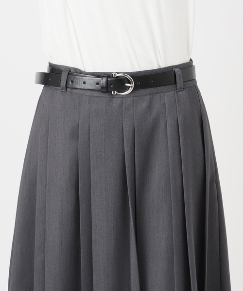 B.C STOCK（ベーセーストック）の「手洗い可 / ベルト付きダブルピッチタックスカート（スカート・レディース・チャコールグレー/ブラウン・FREE）」の22枚目の写真