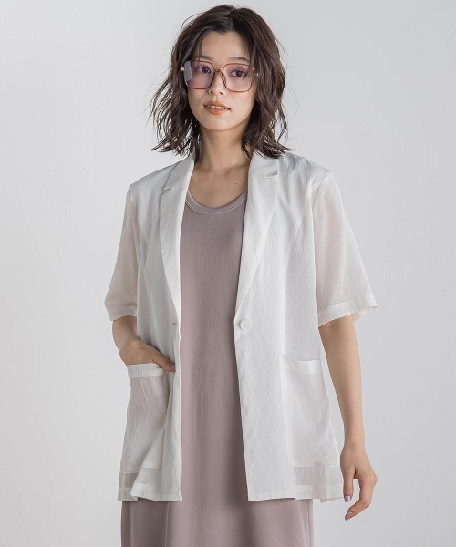 Droite lautreamont（ドロワットロートレアモン）の「TR強撚気流染めジャケット≪手洗い可能≫（テーラードジャケット・レディース・ブラック/ブラウン/オフホワイト・M）」の2枚目の写真