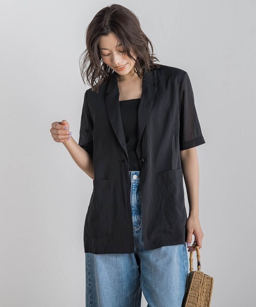 Droite lautreamont（ドロワットロートレアモン）の「TR強撚気流染めジャケット≪手洗い可能≫（テーラードジャケット・レディース・ブラック/ブラウン/オフホワイト・M）」の3枚目の写真