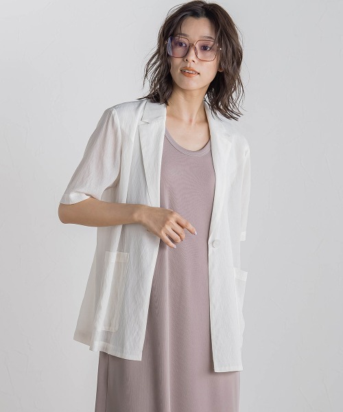 Droite lautreamont（ドロワットロートレアモン）の「TR強撚気流染めジャケット≪手洗い可能≫（テーラードジャケット・レディース・ブラック/ブラウン/オフホワイト・M）」の4枚目の写真