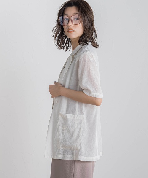 Droite lautreamont（ドロワットロートレアモン）の「TR強撚気流染めジャケット≪手洗い可能≫（テーラードジャケット・レディース・ブラック/ブラウン/オフホワイト・M）」の5枚目の写真