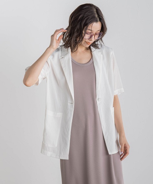 Droite lautreamont（ドロワットロートレアモン）の「TR強撚気流染めジャケット≪手洗い可能≫（テーラードジャケット・レディース・ブラック/ブラウン/オフホワイト・M）」の7枚目の写真