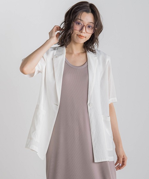 Droite lautreamont（ドロワットロートレアモン）の「TR強撚気流染めジャケット≪手洗い可能≫（テーラードジャケット・レディース・ブラック/ブラウン/オフホワイト・M）」の8枚目の写真