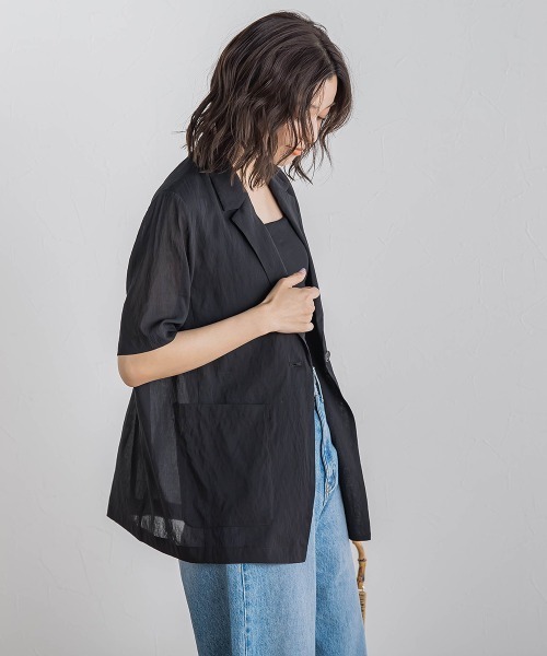 Droite lautreamont（ドロワットロートレアモン）の「TR強撚気流染めジャケット≪手洗い可能≫（テーラードジャケット・レディース・ブラック/ブラウン/オフホワイト・M）」の14枚目の写真