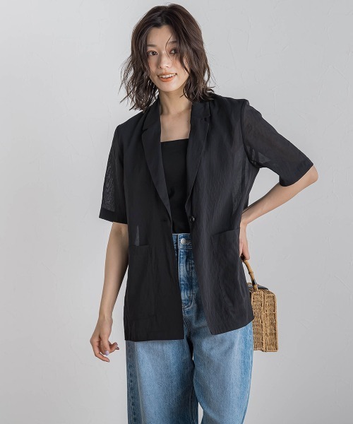 Droite lautreamont（ドロワットロートレアモン）の「TR強撚気流染めジャケット≪手洗い可能≫（テーラードジャケット・レディース・ブラック/ブラウン/オフホワイト・M）」の15枚目の写真