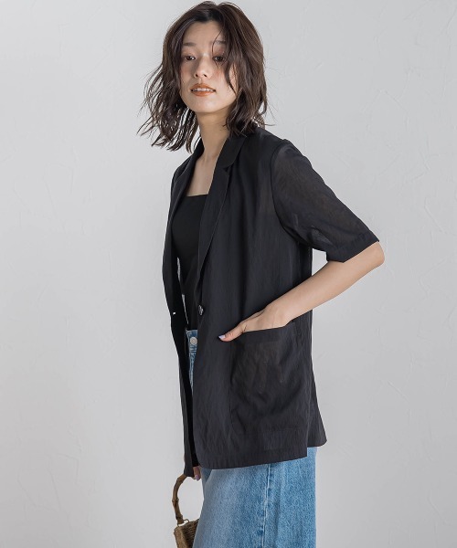 Droite lautreamont（ドロワットロートレアモン）の「TR強撚気流染めジャケット≪手洗い可能≫（テーラードジャケット・レディース・ブラック/ブラウン/オフホワイト・M）」の16枚目の写真