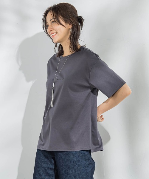 LAUTREAMONT(ロートレアモン)の「スムースストレッチカットソー≪洗濯機で洗える≫(Tシャツ/カットソー・レディース・チャコールグレー/ホワイト・9号)」の10枚目の写真