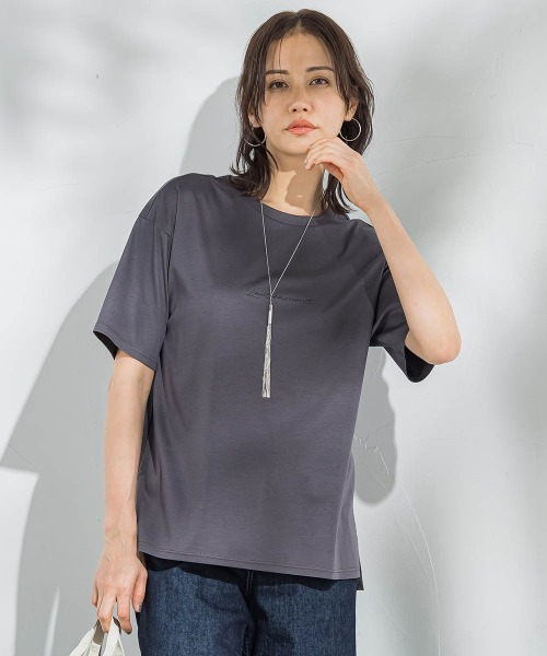 LAUTREAMONT(ロートレアモン)の「スムースストレッチカットソー≪洗濯機で洗える≫(Tシャツ/カットソー・レディース・チャコールグレー/ホワイト・9号)」の11枚目の写真