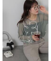 ehka sopo | ◎コード刺繍シアープルオーバー(Tシャツ/カットソー)