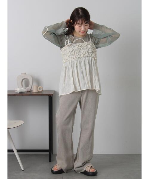 ehka sopo（エヘカソポ）の「◎コード刺繍シアープルオーバー（Tシャツ/カットソー・レディース・オフホワイト/ブラック/ピンク/グリーン・F）」の11枚目の写真