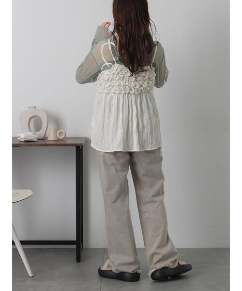 ehka sopo（エヘカソポ）の「◎コード刺繍シアープルオーバー（Tシャツ/カットソー・レディース・オフホワイト/ブラック/ピンク/グリーン・F）」の13枚目の写真