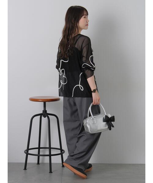 ehka sopo（エヘカソポ）の「◎コード刺繍シアープルオーバー（Tシャツ/カットソー・レディース・オフホワイト/ブラック/ピンク/グリーン・F）」の19枚目の写真