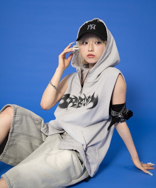 セール】LTR DEPTH/ノースリーブグラフィックZIPパーカー（パーカー