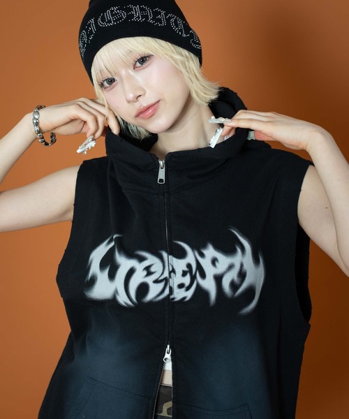 ノースリーブフード付きパーカー XS Rustサルセーション新作 パーカー