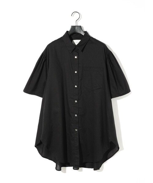 MIDIUMISOLID(ミディウミソリッド)の「MIDIUMISOLID for Ladies ハーフスリーブワイドシャツ(シャツ/ブラウス・レディース・オフホワイト/ブルー/ブラック/パープル・FREE)」の3枚目の写真
