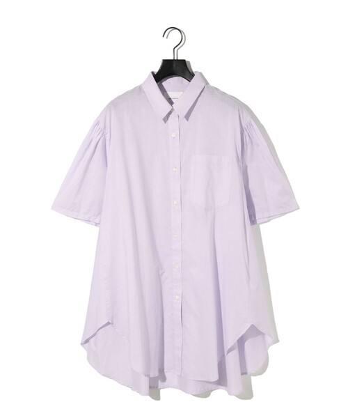 MIDIUMISOLID(ミディウミソリッド)の「MIDIUMISOLID for Ladies ハーフスリーブワイドシャツ(シャツ/ブラウス・レディース・オフホワイト/ブルー/ブラック/パープル・FREE)」の5枚目の写真