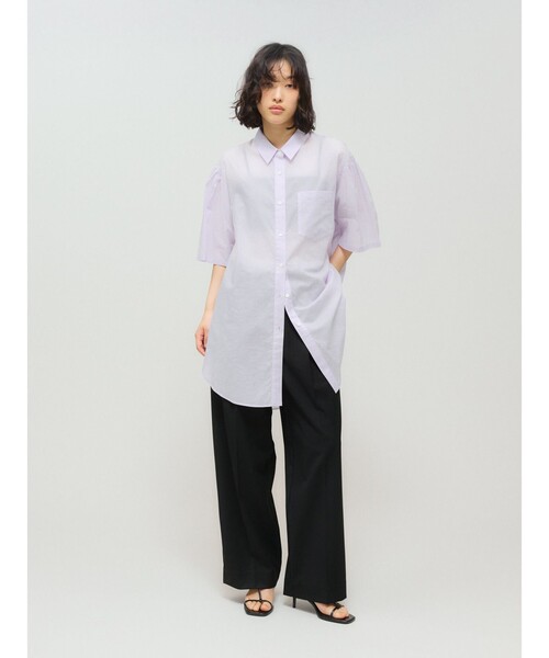 MIDIUMISOLID(ミディウミソリッド)の「MIDIUMISOLID for Ladies ハーフスリーブワイドシャツ(シャツ/ブラウス・レディース・オフホワイト/ブルー/ブラック/パープル・FREE)」の13枚目の写真