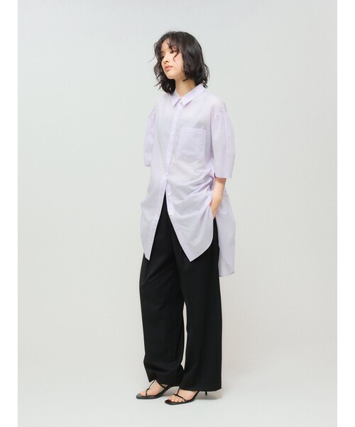 MIDIUMISOLID(ミディウミソリッド)の「MIDIUMISOLID for Ladies ハーフスリーブワイドシャツ(シャツ/ブラウス・レディース・オフホワイト/ブルー/ブラック/パープル・FREE)」の15枚目の写真