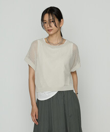 COMME CA | 透かし編みレース柄 レイヤードニット(アンサンブル)