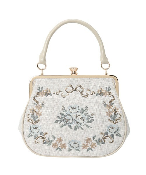 an another angelus（アンアナザーアンジェラス）の「リボンローズ刺繍がま口バッグ（ハンドバッグ・レディース・アイボリー/ライトブルー・FREE）」の15枚目の写真