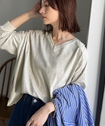 Java（ジャバ）の「《JaVa ジャバコラボ》シンプルなのに、存在感。綿100％Vネック切り替えロンT（長袖）（Tシャツ/カットソー）」