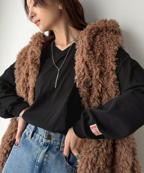 Java(ジャバ)の「《JaVa ジャバコラボ》シンプルなのに、存在感。綿100%Vネック切り替えロンT(長袖)(Tシャツ/カットソー・レディース・オフホワイト/ブラック/オートミール/チャコール・X-LARGE/SMALL/MEDIUM/LARGE)」の22枚目の写真